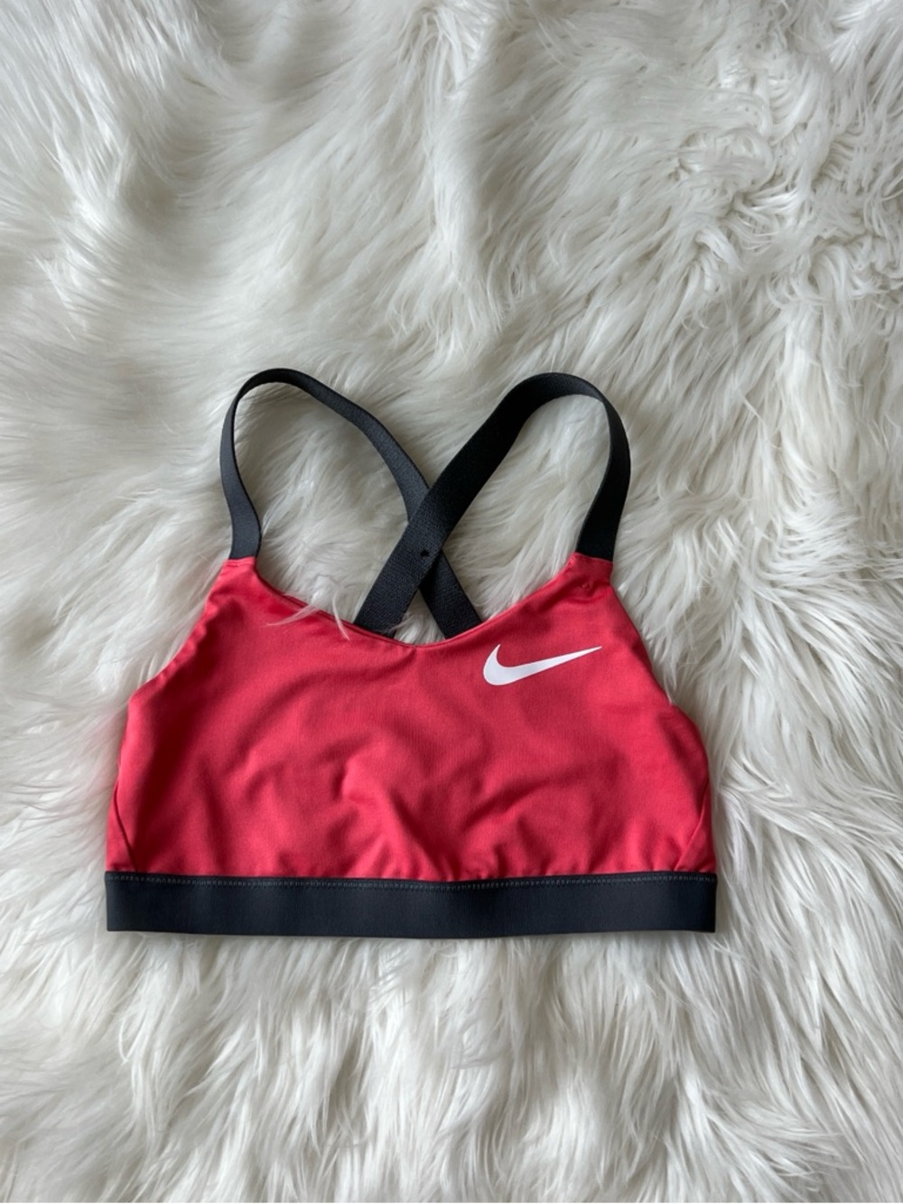 Nike Gray and Coral Girls' Crossback Sports Bra